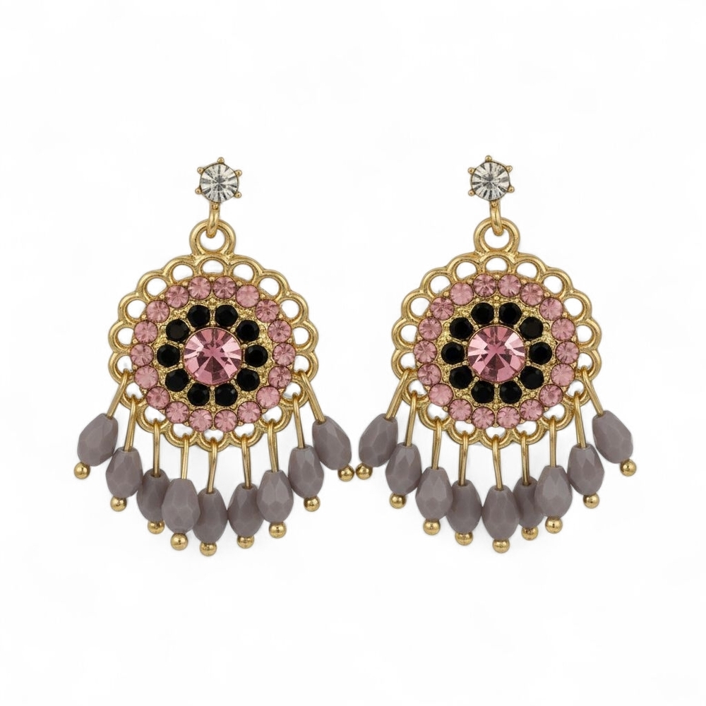 Crystal CZ Boho Earrings Gold Boheme Chic Dangle Bohemian Retro Y2K Vintage